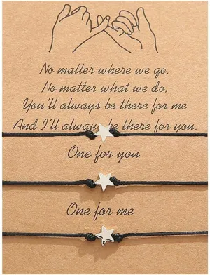 3 Pcs Pinky Promise Distance Matching Bracelets for Friends Couple Family Women Mens