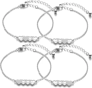 3 Sisters Bracelets Best Friends Necklace for 3 Set of 3 Heart Bracelets 3 BFF 3 Bestie Long Distance Friendship Gift