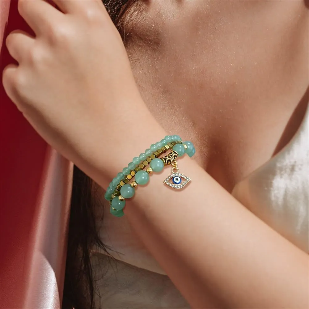 3pcs Evil Eye Bracelets For Women MenBeaded Natural Stone Lucky Charm Dainty Funny Protection Cool Couple Friendship Bracelets For Women Men Jewelry