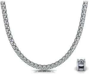 44.50 Ct. Avariah 14k Solid Yellow Gold Natural Round Brilliant Shape 4 Prong Riviera Diamond Necklace 18" (F-G Color, VS2-SI1 Clarity)