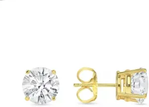 4.5 Ct Round Cut Diamond Stud Earrings Solid Real18K Yellow Gold Plated Push Back Basket Earrings