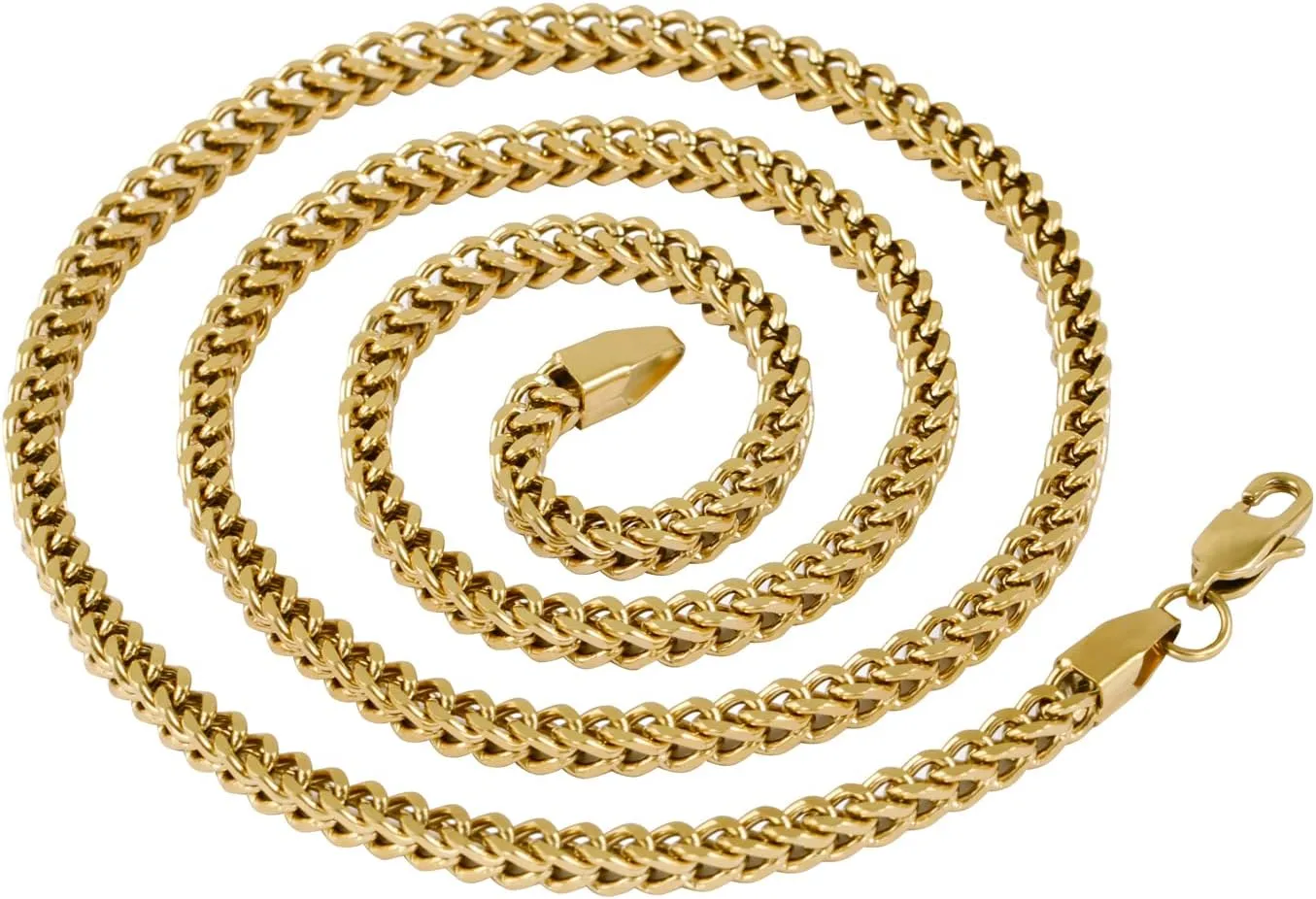 5 Times Real 14k/ White Gold Plated Franco Link Chain 2.5mm/4mm Stainless Steel Bracelet and Necklace for Men Women