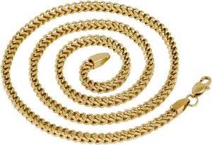 5 Times Real 14k/ White Gold Plated Franco Link Chain 2.5mm/4mm Stainless Steel Bracelet and Necklace for Men Women