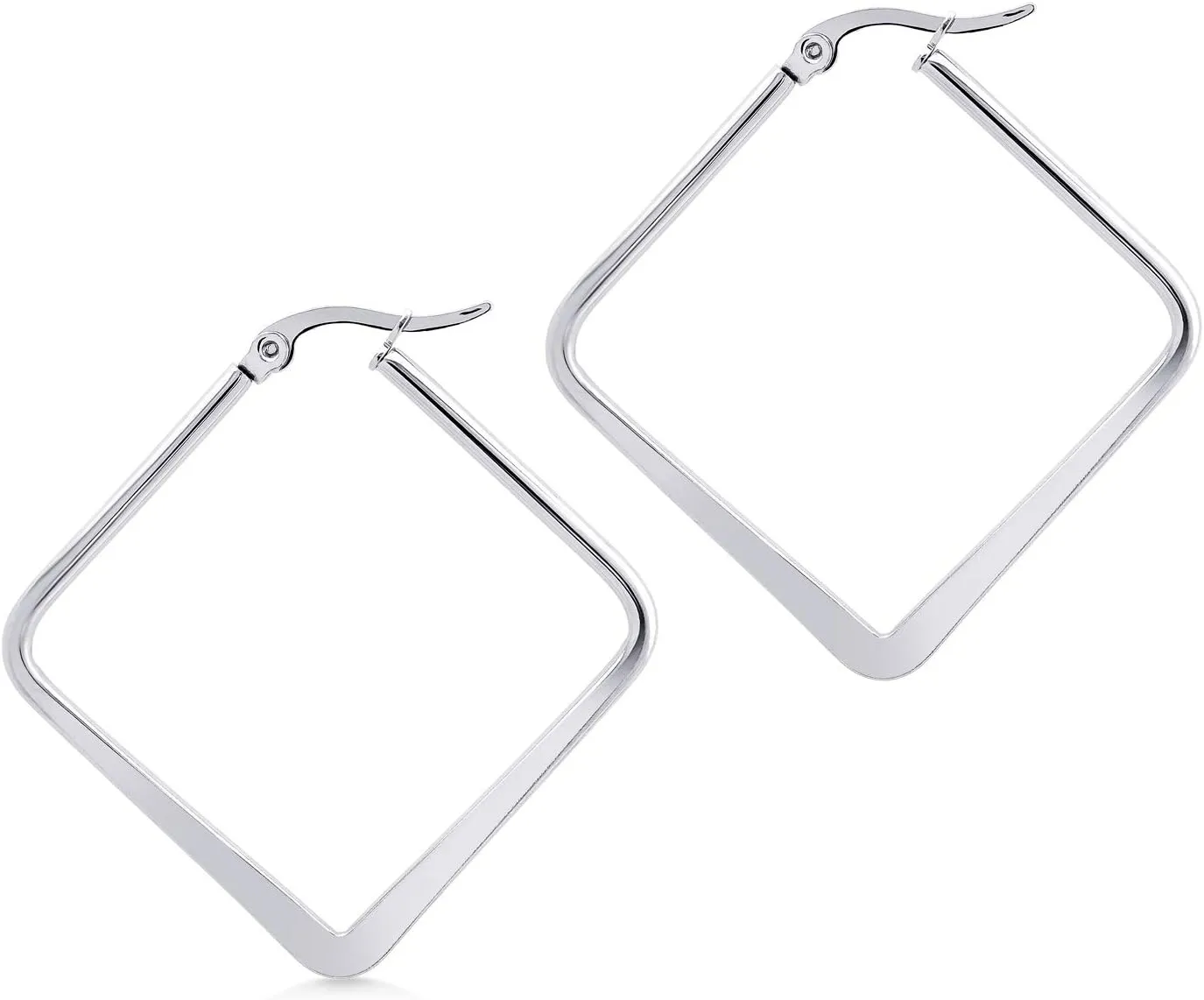 555Jewelry Stainless Steel Geometric Large Square Hoop Statement Earrings for Women