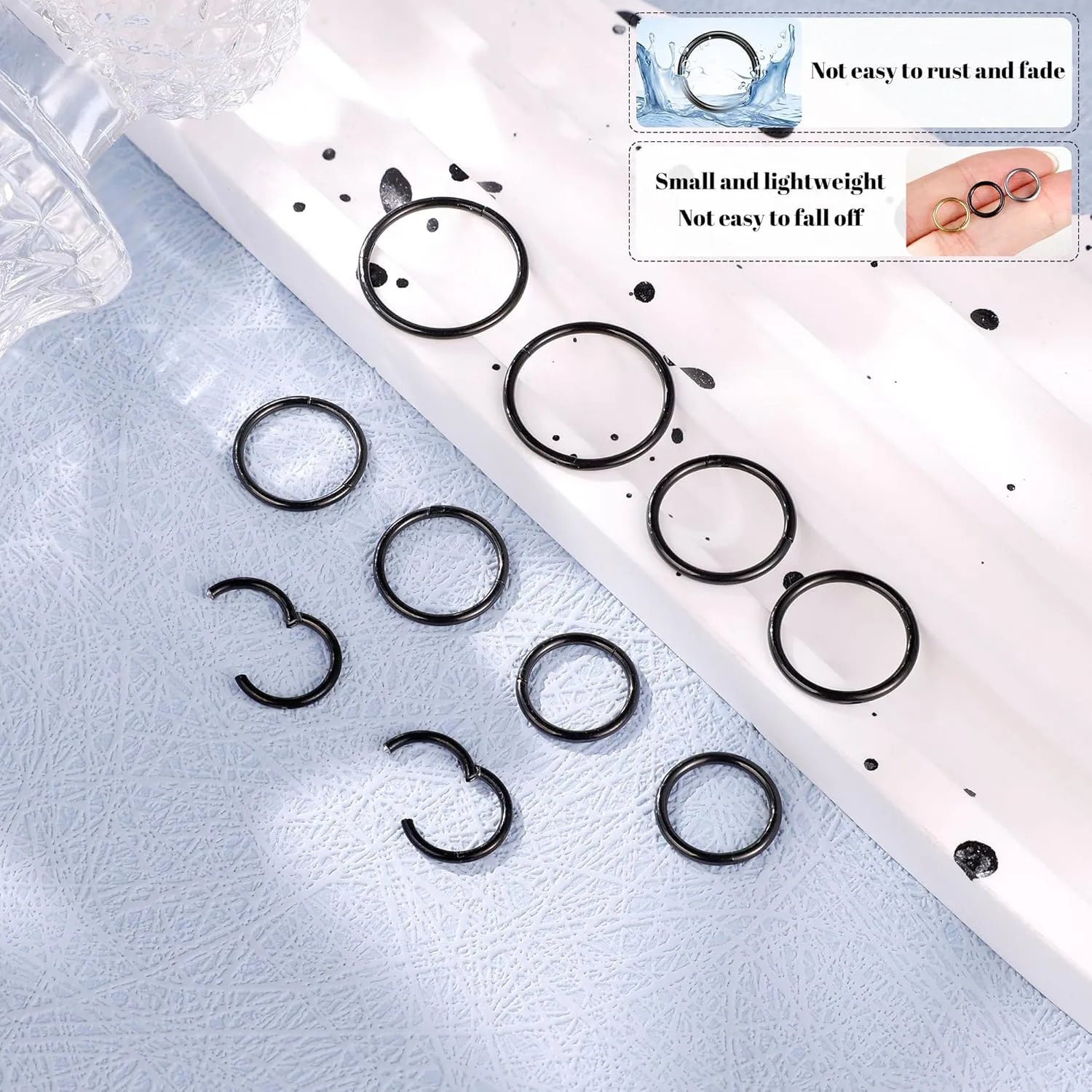 5Pairs 18G 316L Stainless Steel Hinged Segment Clicker Nose Ring Hoop for Women Men Seamless Daith Helix Cartilage Tragus Earring Hoop 7/8/9/10/12mm