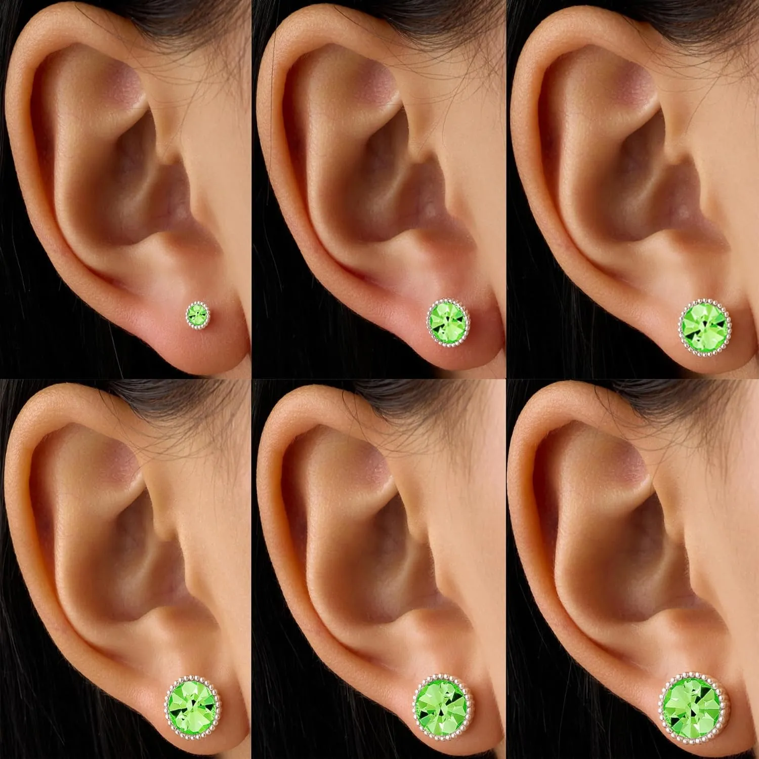 6 Pairs Rhinestone Stud Earrings Set,Hypoallergenic Earrings for Women Trendy Birthstone Jewelry Gifts