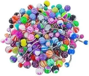 60PCs Assorted Piercing Balls Colorful Nipple Tongue Ring Bars Professional Body Piercing Jewelry Multi Usage Belly Button Rings Mixed Color Practical and Professional