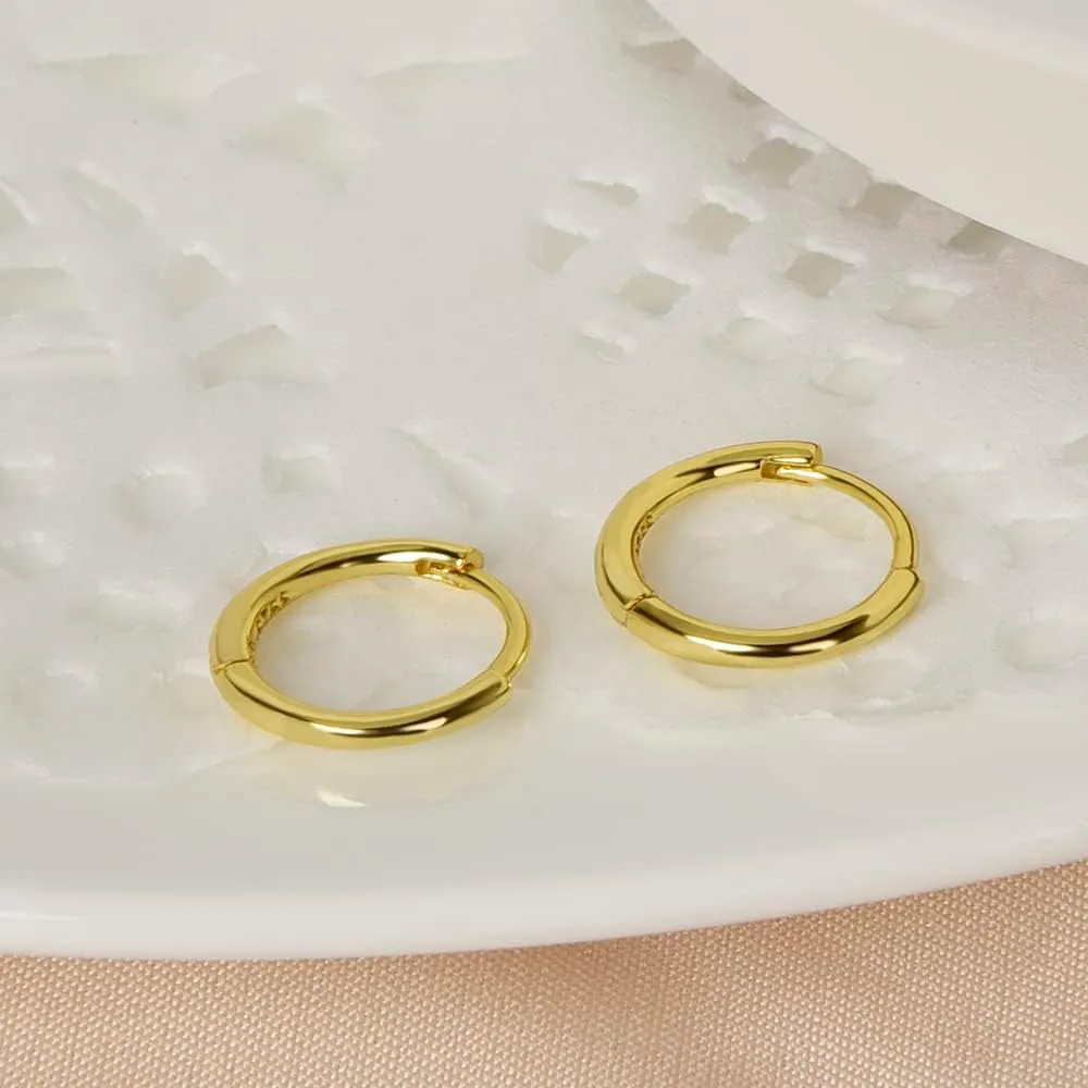 6mm 7mm 8mm 9mm 10mm 11mm 13mm 15mm Huggie Hoop Earrings 925 Sterling Silver 18k Gold Plated 1.3mm Thin Cartilage Hinged Tiny Mini - Medium Huggy Hoop Earrings