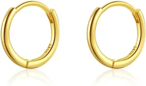 6mm 7mm 8mm 9mm 10mm 11mm 13mm 15mm Huggie Hoop Earrings 925 Sterling Silver 18k Gold Plated 1.3mm Thin Cartilage Hinged Tiny Mini - Medium Huggy Hoop Earrings