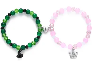 7-Almond Elphaba Galinda Friendship Matching Bracelets Rhinestone Crown Witch Hat Matching Bracelets BFF Couples Accessories Christmas Valentine's Day Jewelry Gifts for Party Dress Decor