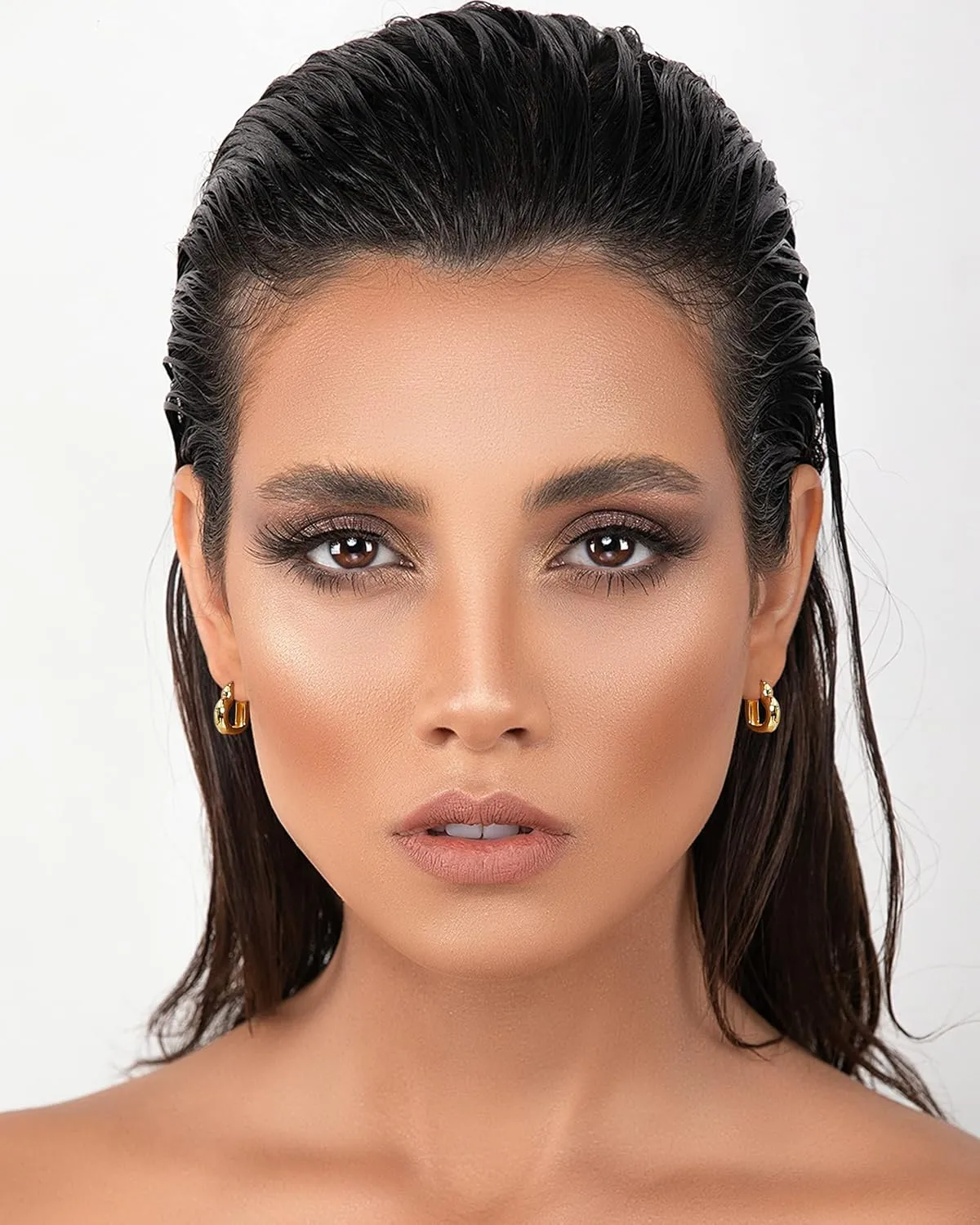 8 Pairs Stainless Steel Chunky Gold Silver Hoop Earrings Set,Gold Earrings for Women,Hypoallergenic Hoop Huggie Trendy Jewelry Earrings for Women