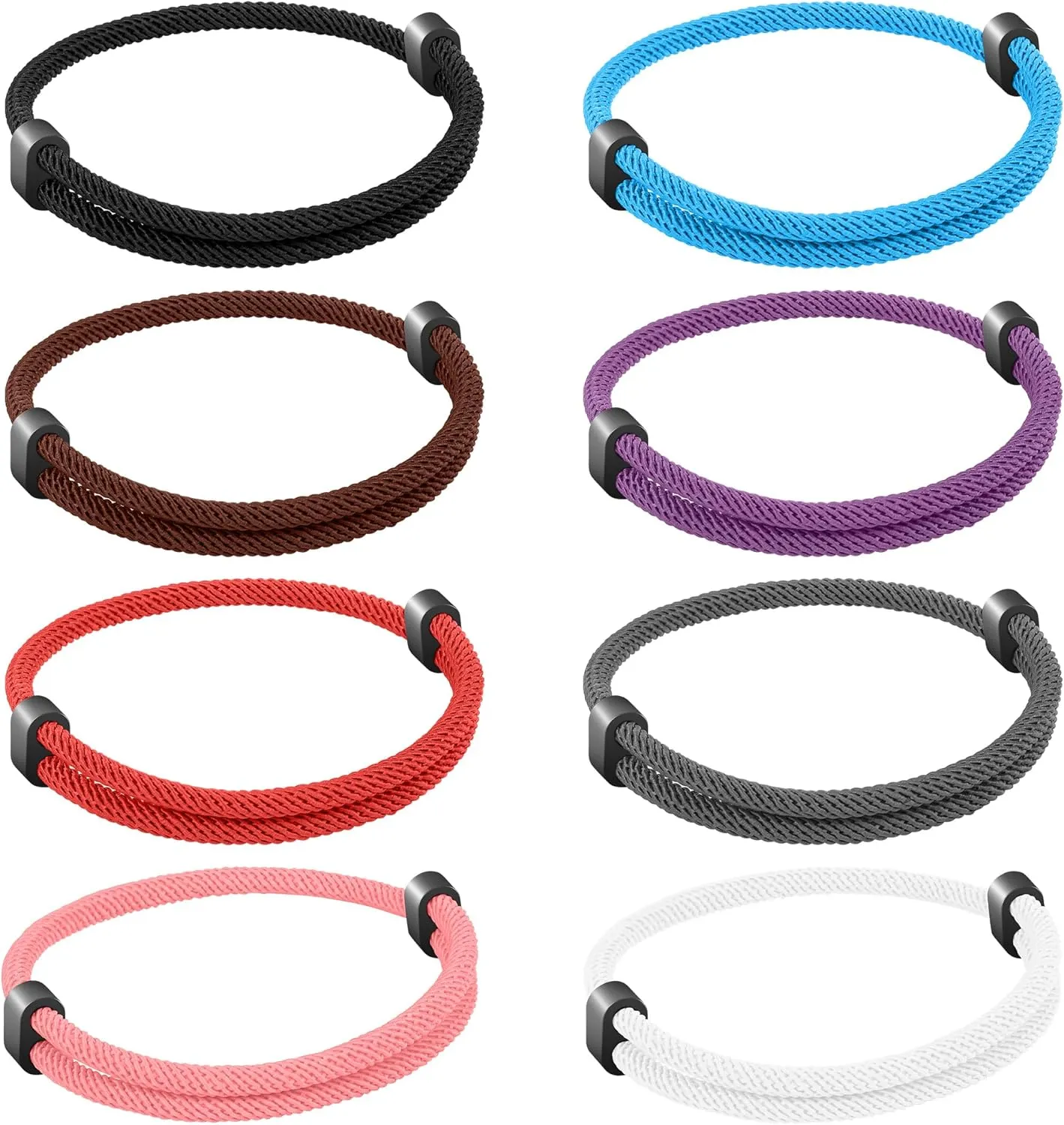 8PCS Braided Rope Cord Bracelet for Men Women, Nautical Beach Surf Bracelets Gifts Set for Sports, Handmade Woven String Bracelets with Adjustable Knot