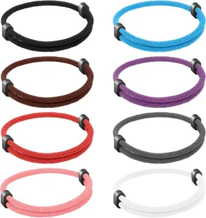 8PCS Braided Rope Cord Bracelet for Men Women, Nautical Beach Surf Bracelets Gifts Set for Sports, Handmade Woven String Bracelets with Adjustable Knot