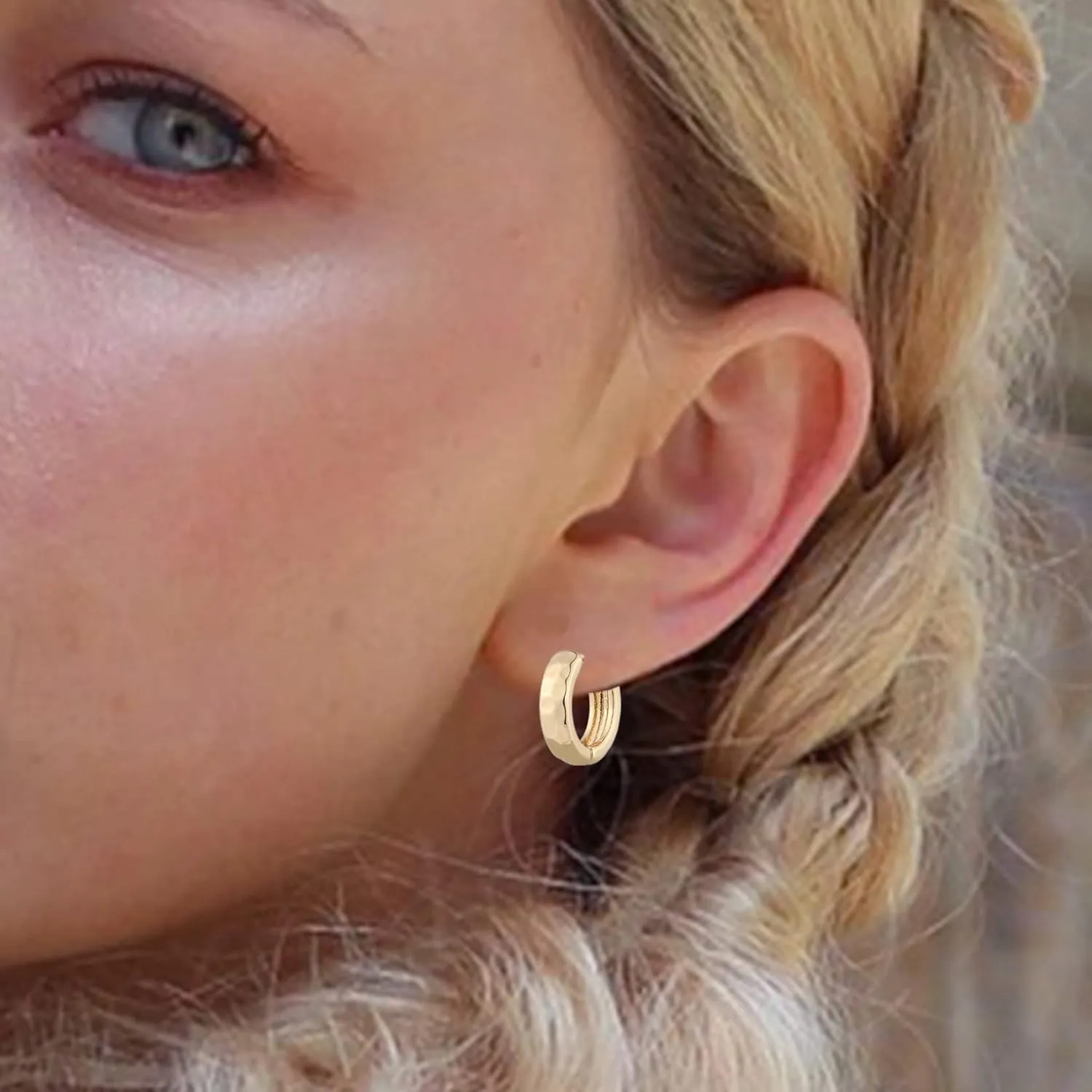 9 Pairs Gold Chunky Hoop Earrings Set for Women, 14K Gold Plated Twisted Huggie Hoop Earring Hypoallergenic, Lightweight Thick Open Hoops Earrings Jewelry Gifts.