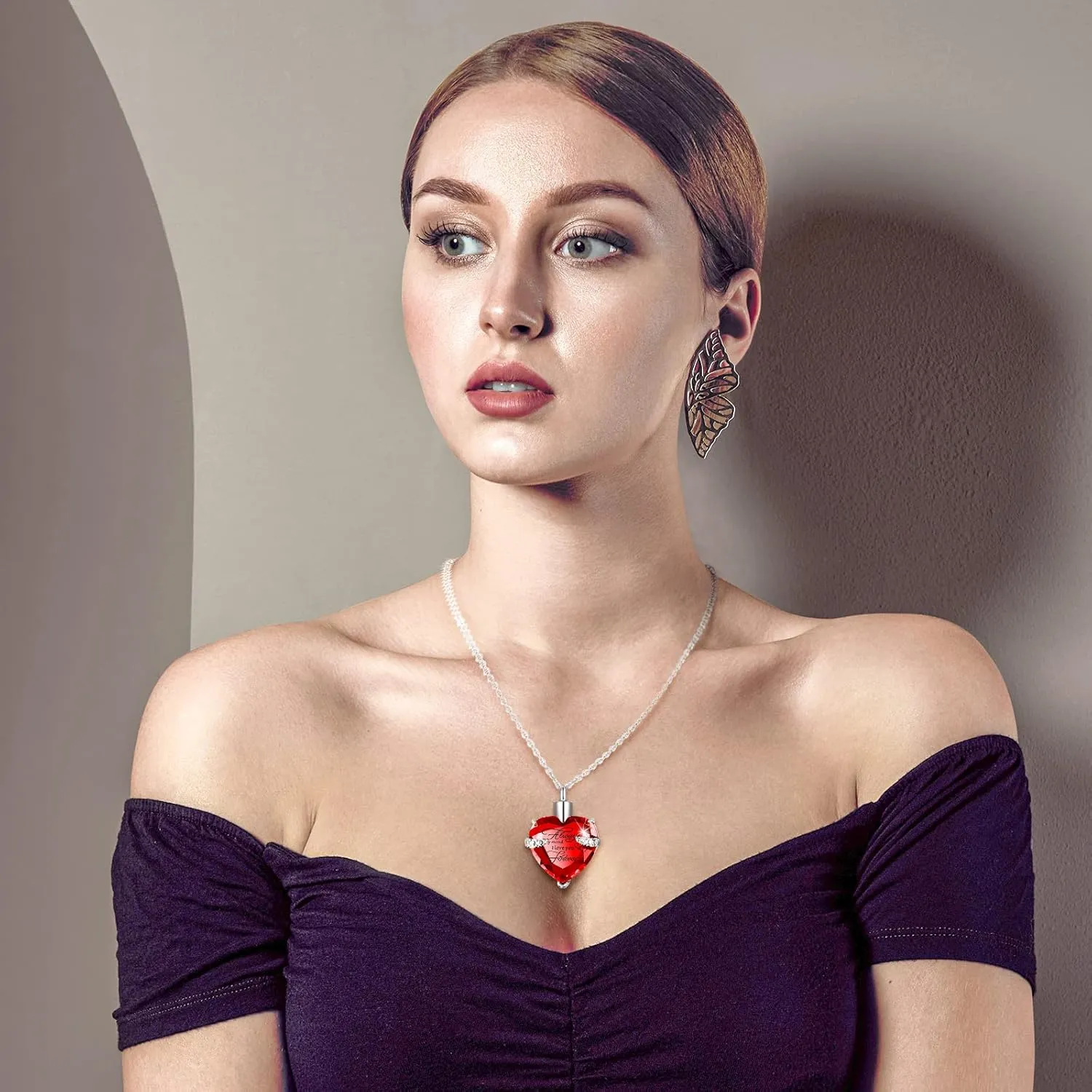 9 Pcs Heart Cross Cubic Urn Necklace for Ashes Keepsake Cremation Jewelry Stainless Steel Necklace Crystal Memorial Pendant Heart Locket Ashes Jewelry for Women Men Loved Ones, 9 Styles
