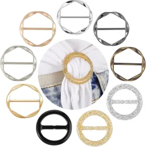 9 PCS Shirt Clip, Scarf Ring Shirt Clips for Women Clothing T-Shirt Ties Cinch Rings Round Waist Cincher Clip Shirt Tightener Clip Scarf Buckle Stylish Accessories for Sweater, Shawl, Tie, Dress