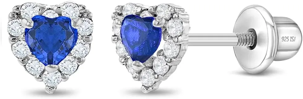 925 Sterling Silver 5mm Multi Cubic Zirconia Diva Heart-Shaped Earrings for Toddlers, Young Girls, and Teens - Brilliant CZ Earrings for Heart-Loving Girls - Adorable and Eye-Catching Jewelry