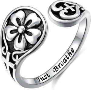925 Sterling Silver Adjustable Ring Eye of Horus/Wolf/Horse/Butterfly/Sun Moon Spoon Rings, Silver Thumb Rings for Women Vintage Victorian Christmas Jewelry Gift for Women Men
