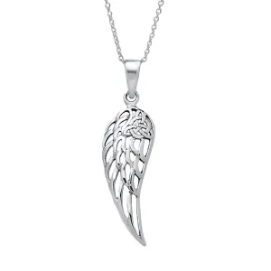 925 Sterling Silver Angel Wing Pendant Charm Necklace for Women and Girls on 45cm Chain, Elegant Jewelry Gift