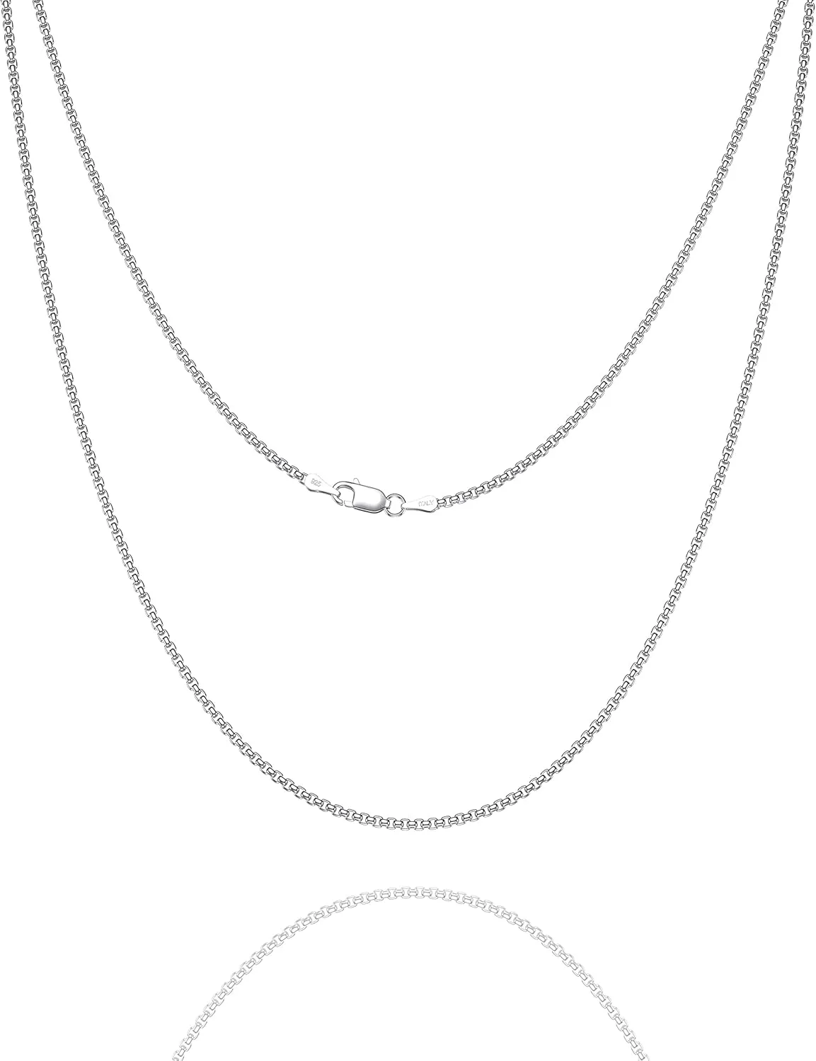 925 Sterling Silver Box Chain 2/3/4/5mm Necklace for Men Silver Link Chain for Women 16/18/20/22/24/26/30 Inches