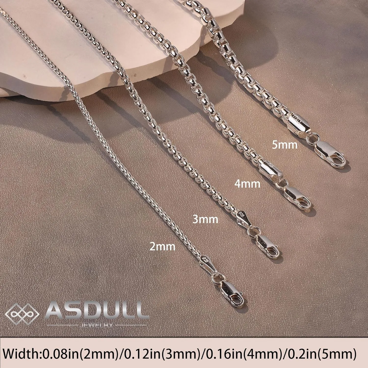 925 Sterling Silver Box Chain 2/3/4/5mm Necklace for Men Silver Link Chain for Women 16/18/20/22/24/26/30 Inches