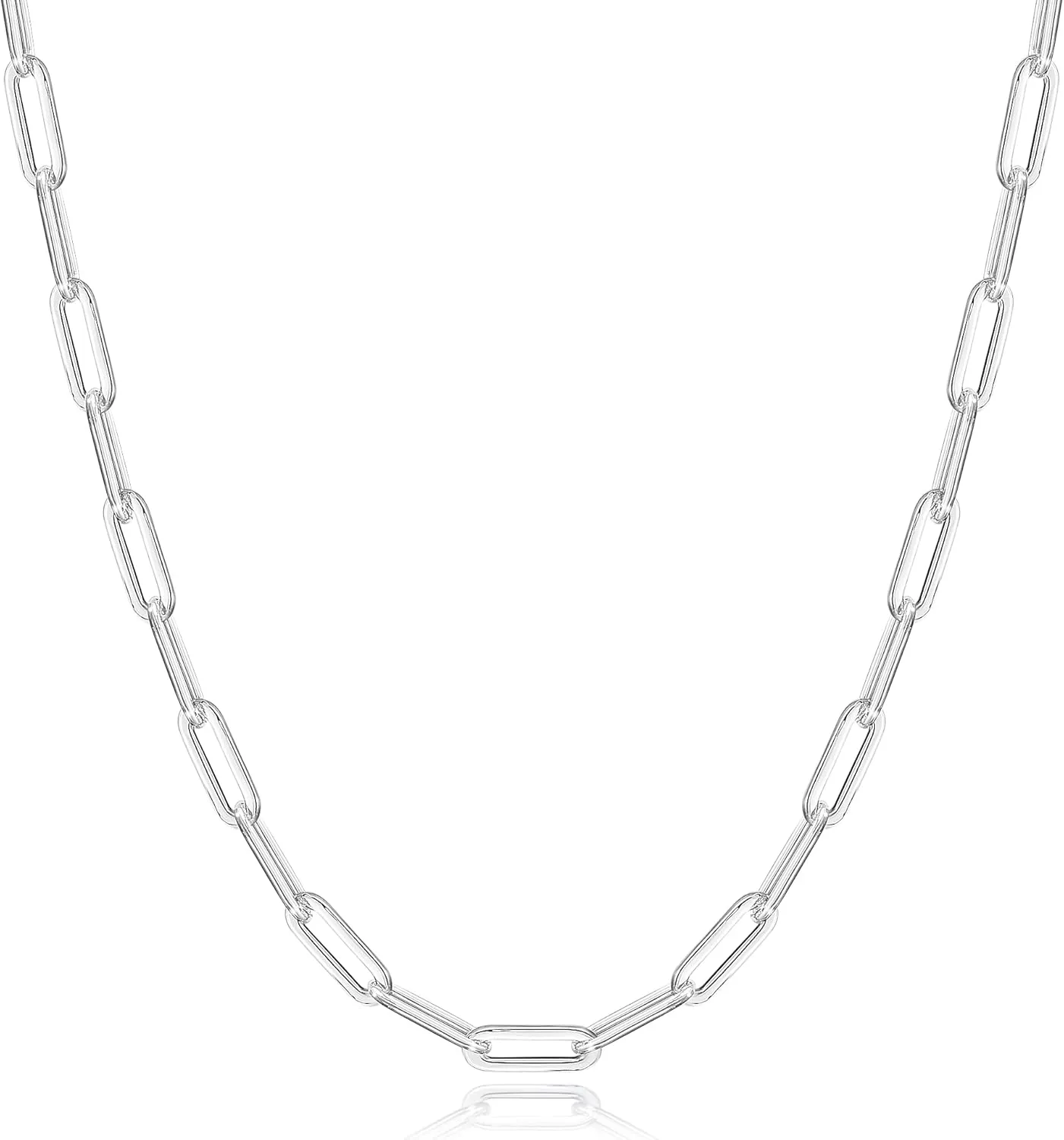 925 Sterling Silver Clasp Paperclip Chain Necklace for Women, 2.5mm/3mm/4mm/5mm Paperclip Chain for Women Silver Chain Necklace 16, 18, 20, 22, 24, 26, 30 Inches