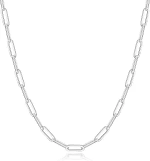 925 Sterling Silver Clasp Paperclip Chain Necklace for Women, 2.5mm/3mm/4mm/5mm Paperclip Chain for Women Silver Chain Necklace 16, 18, 20, 22, 24, 26, 30 Inches