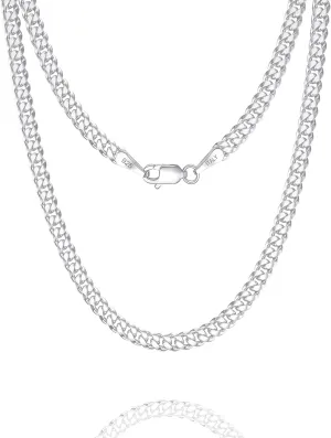 925 Sterling Silver Figaro/Cuban Chain Necklace for Men Diamond Cut Silver Link Chain for Women 16-30 Inches