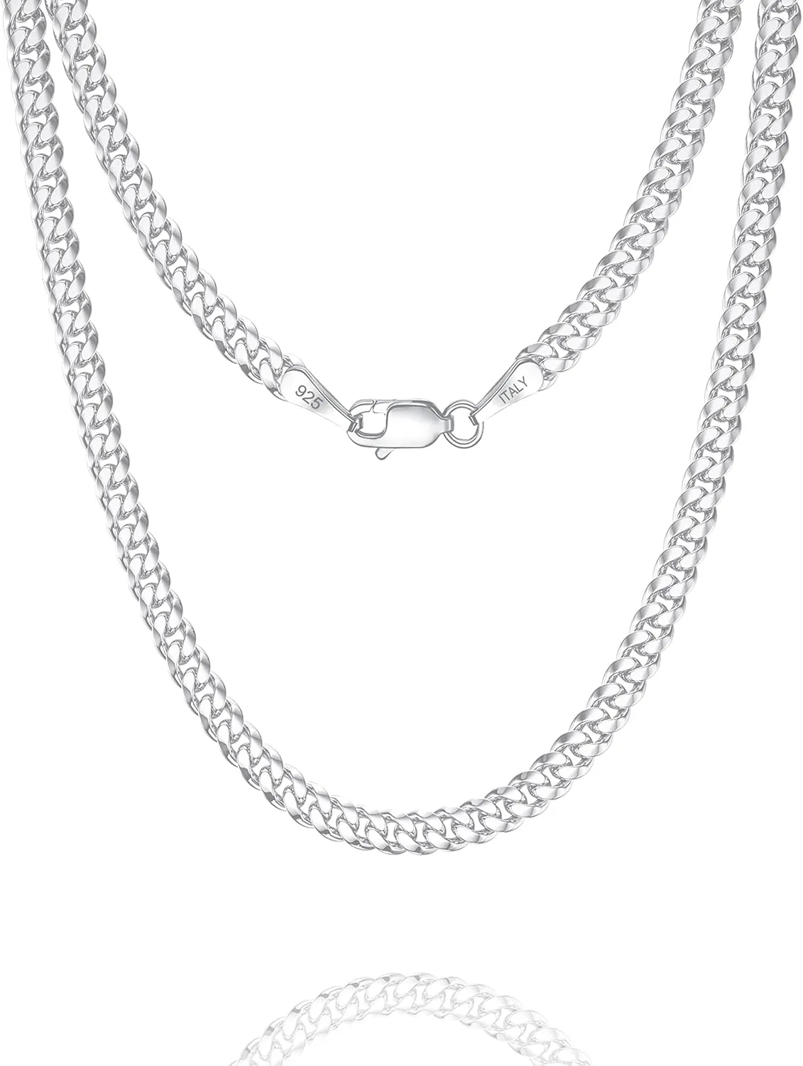 925 Sterling Silver Figaro/Cuban Chain Necklace for Men Diamond Cut Silver Link Chain for Women 16-30 Inches