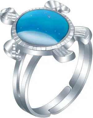 925 Sterling Silver Little Turtle Mood Ring Warm and Fashionable Cartoon Animal Ring Turtle Love Dolphin Warm Mood Color Changing Ring Opening