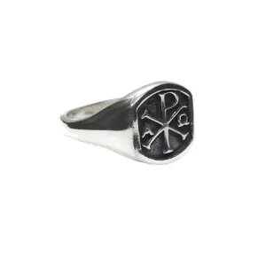 925 Sterling Silver Men Ring, Alpha Omega Chi Rho Ring, Gift For Him, Chi Rho Signet Rings For Men, Turkish Handmade Mens Ring, Mens Christian Signet Ring Chi Rho, Ottoman Ring Silver, Husband Gift