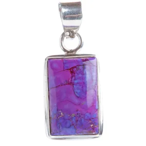 925 Sterling Silver Natural Gemstones Purple Copper Turquoise Pendant FJSVP2097