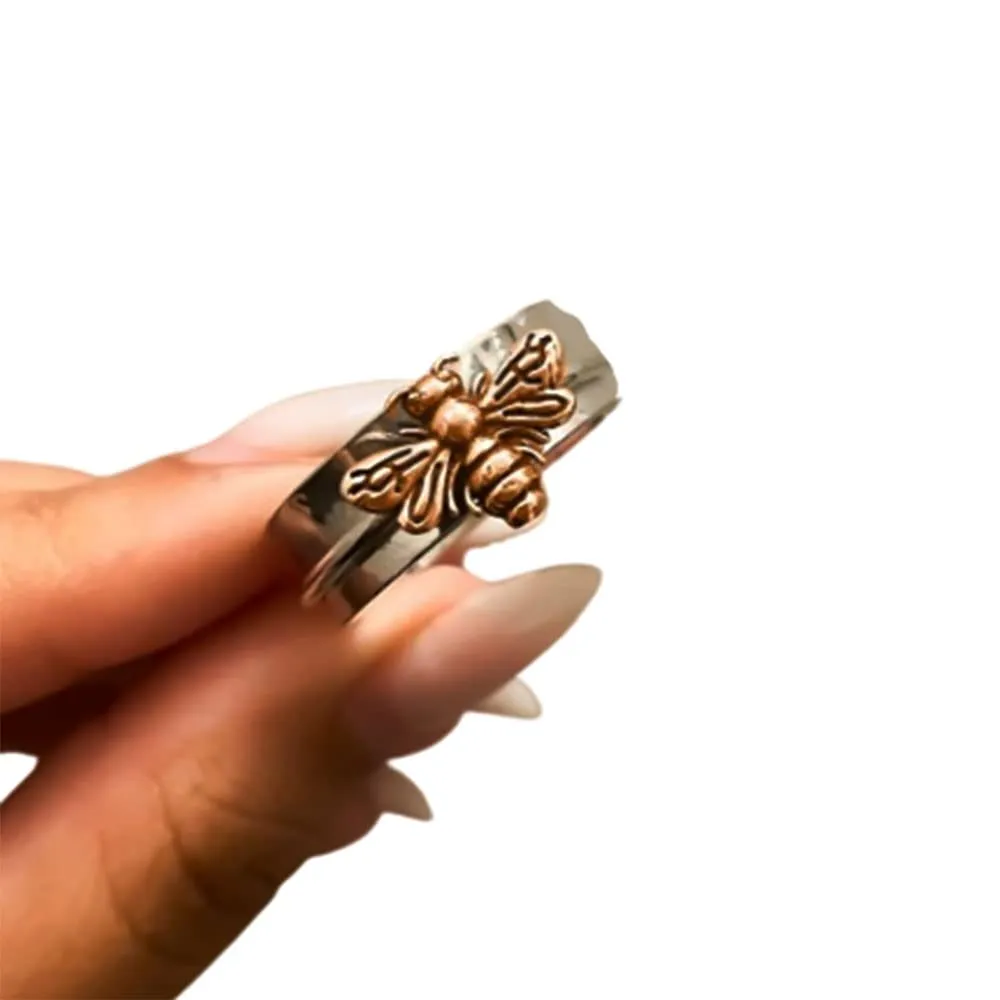 925 Sterling Silver Ring, Bee Anxiety Spinner Ring, Rings For Woman, Women Spinner Ring, Honey Bee Spinner Ring, Rose Gold Bee Ring, Engagement Gift, Spinner Silver Ring, Handmade Ring