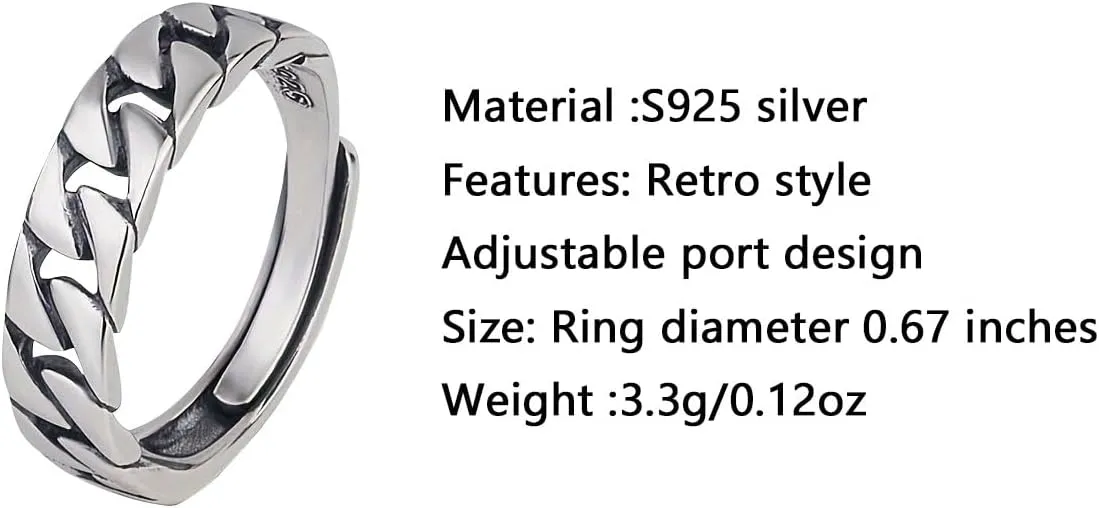 925 sterling silver rings for men rings male wedding band engagement jewelry cool mens size adjustable Classic minimalist thick silver ring Match Daily Outfits Hip Hop Style is good jewelry gift