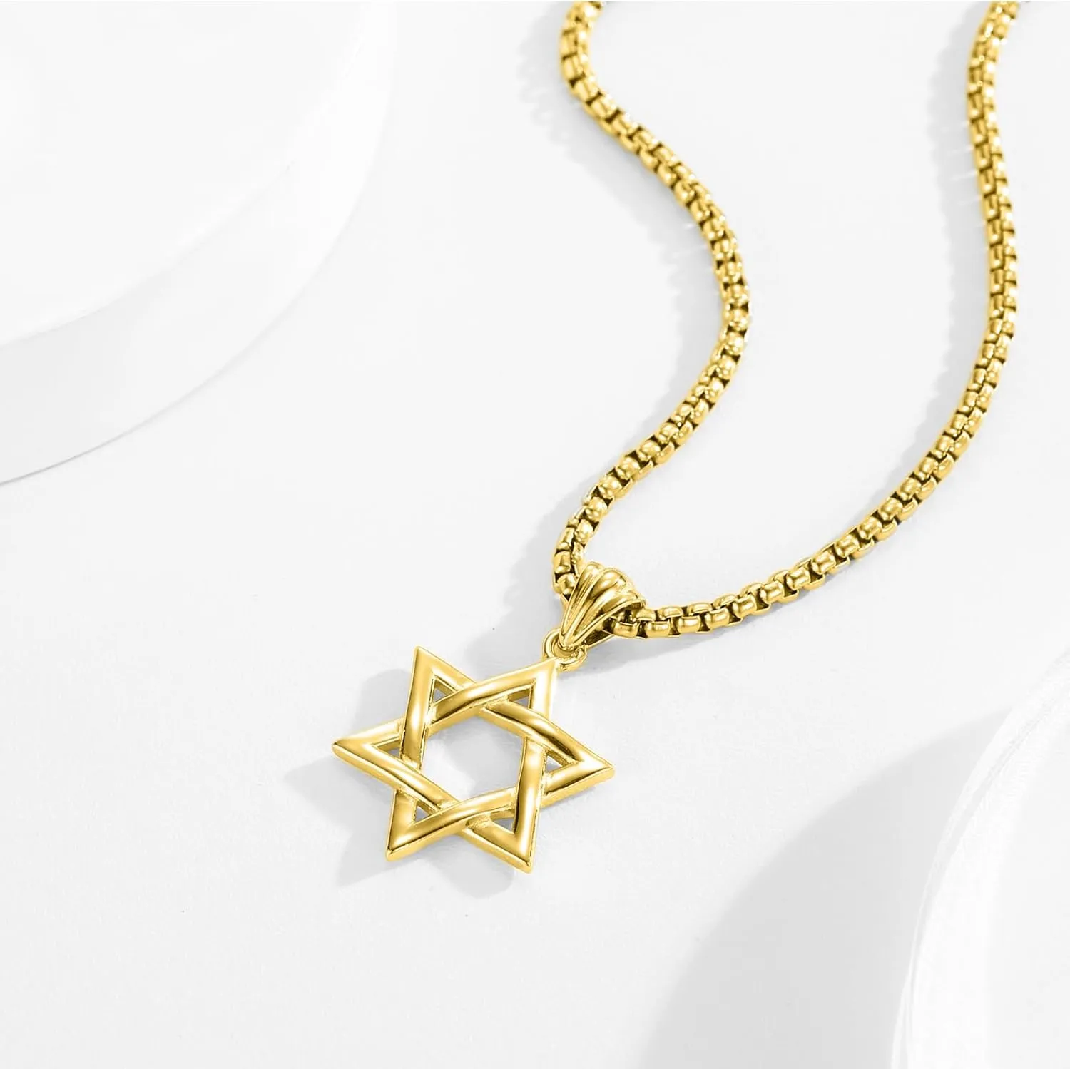 925 Sterling Silver Star of David Pendant Necklace with Stainless Steel Chain