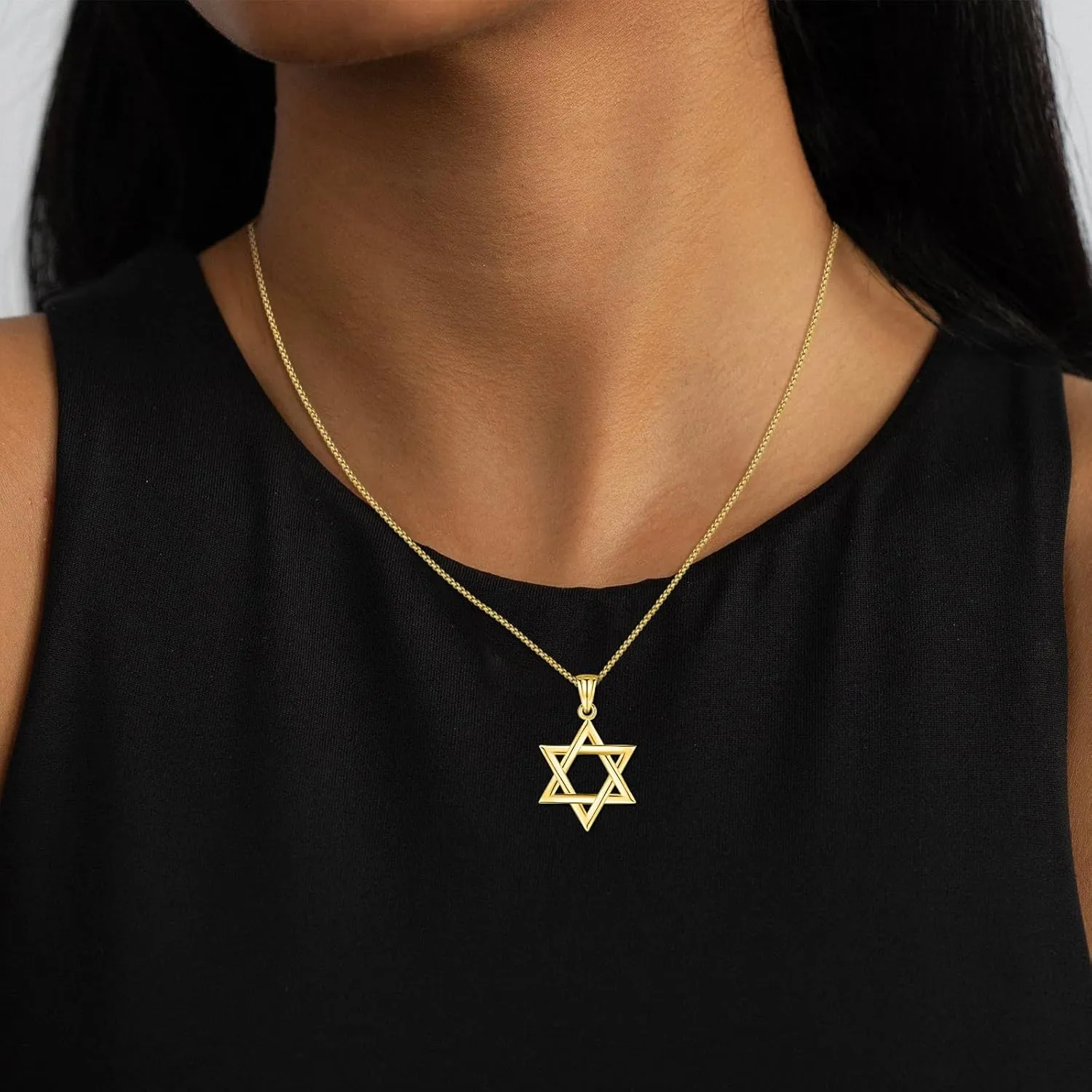 925 Sterling Silver Star of David Pendant Necklace with Stainless Steel Chain