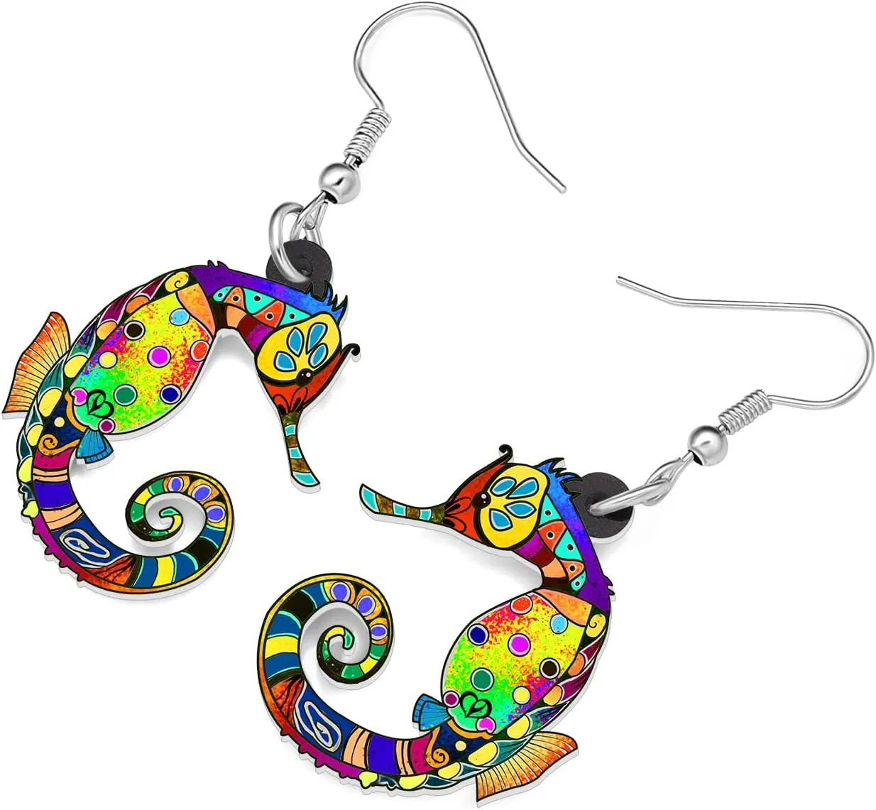Acrylic Cute Ocean Seahorse Earrings Dangle Novelty Hippocampus Jewelry Earrings for Women Trendy Gifts