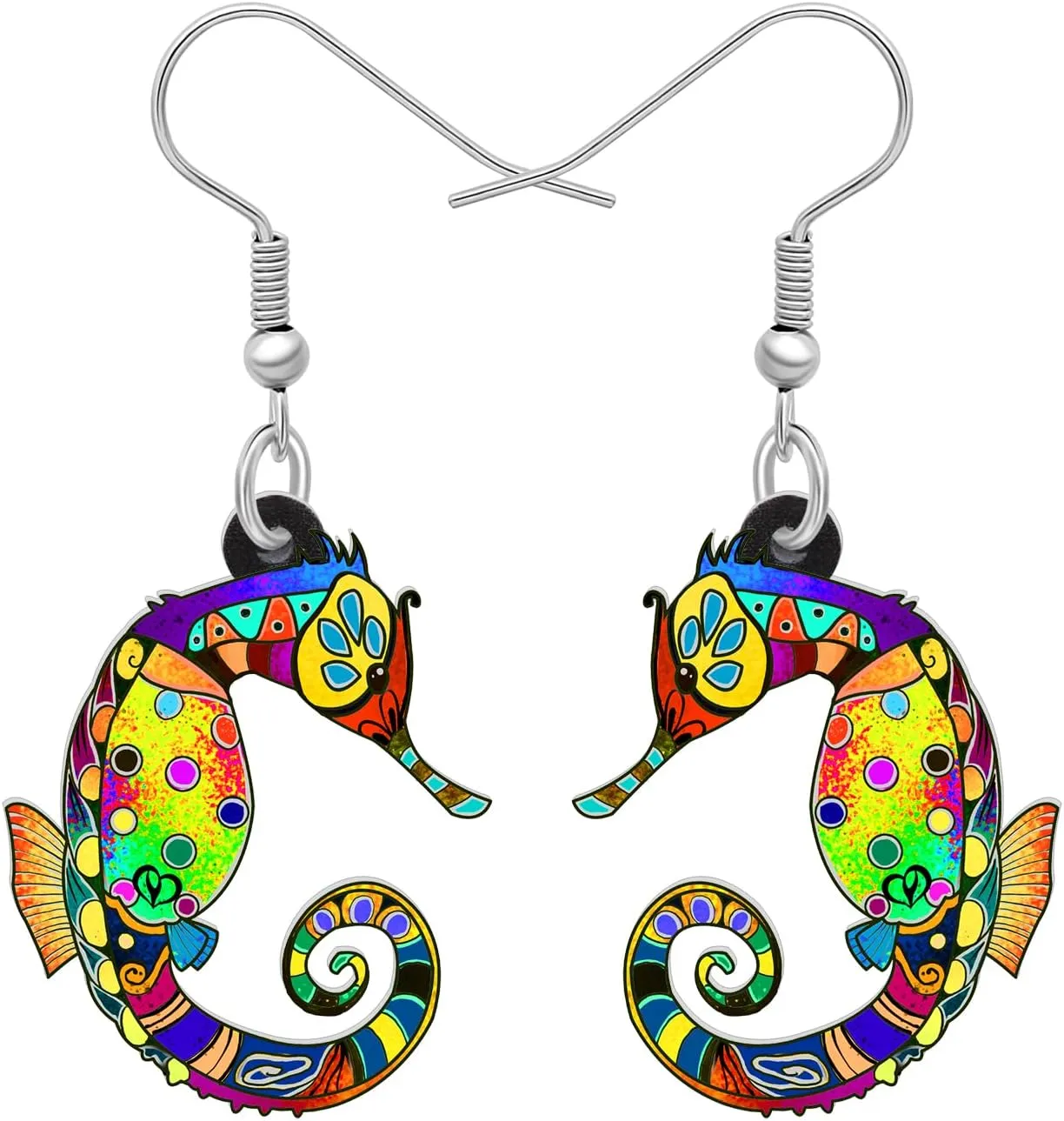 Acrylic Cute Ocean Seahorse Earrings Dangle Novelty Hippocampus Jewelry Earrings for Women Trendy Gifts