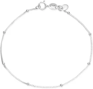 Adabele Solid Sterling Silver 18K White Gold Satellite Bead Station Chain Bracelet Elegant Dainty Thin Cute Hypoallergenic Nickel Free Made In Italy Women Jewelry