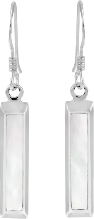 AeraVida Simplicity Dangle Bar Earrings | 925 Sterling Silver | Elegant Polished Inlays | Lightweight Drop Earrings | Modern Silver Jewelry for Every Occasion