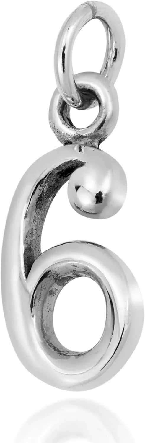 AeraVida Trendy .925 Sterling Silver Number '1-9 ' Pendant Charm