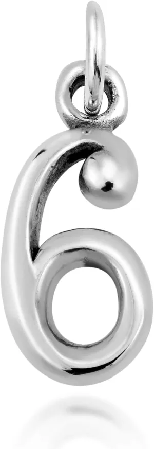 AeraVida Trendy .925 Sterling Silver Number '1-9 ' Pendant Charm