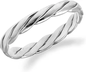AeraVida Tropical Twice Twisted 3 mm Band .925 Sterling Silver Ring | Classic Wedding Rings For Women | Promising Ring Comfort Fit Silver Rings for Women | Couple Unisex Ring | Sterling Silver Rings Sizes 6-12