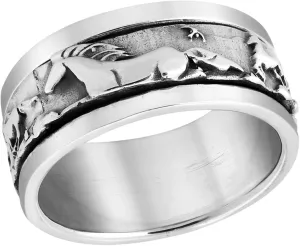 AeraVida Warrior Stallions Running Horse Spinner .925 Sterling Silver Ring (7-10) | Animal Horse Ring for Women | Unisex Fashion Jewelry
