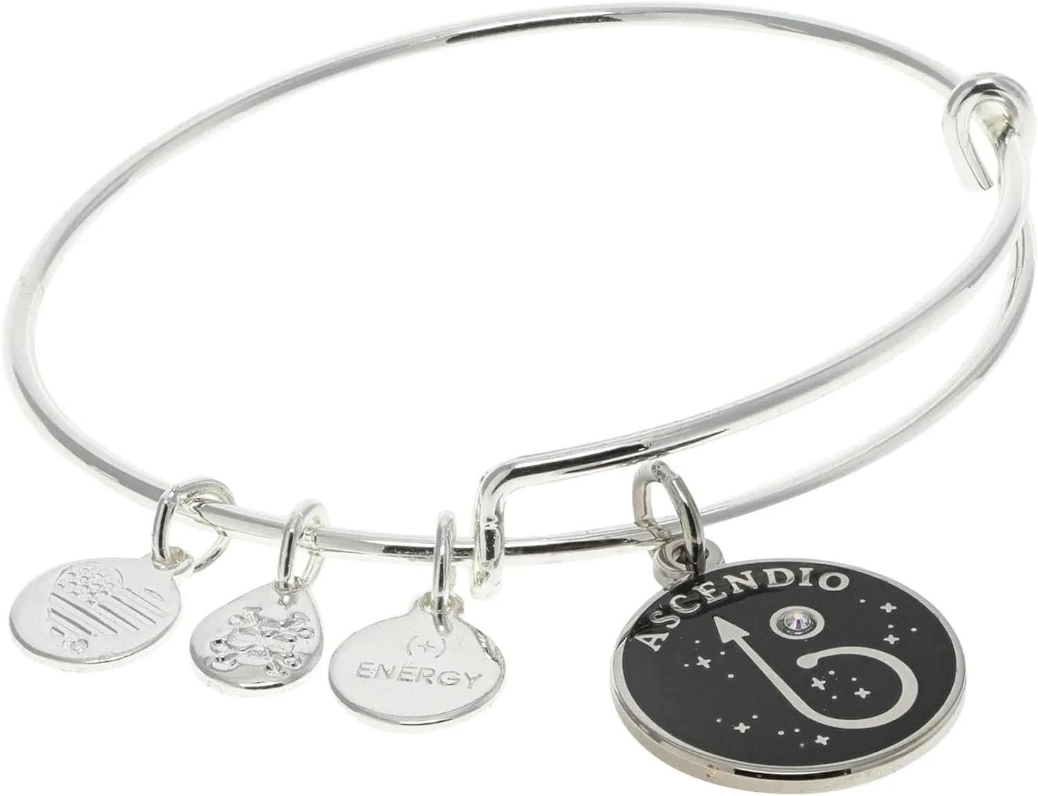 Alex and Ani AS614922Expandable Bangle BraceletSS,Harry Potter, Ascendio Spell Expandable Bangle Bracelet,Shiny Silver,Black, Bracelets