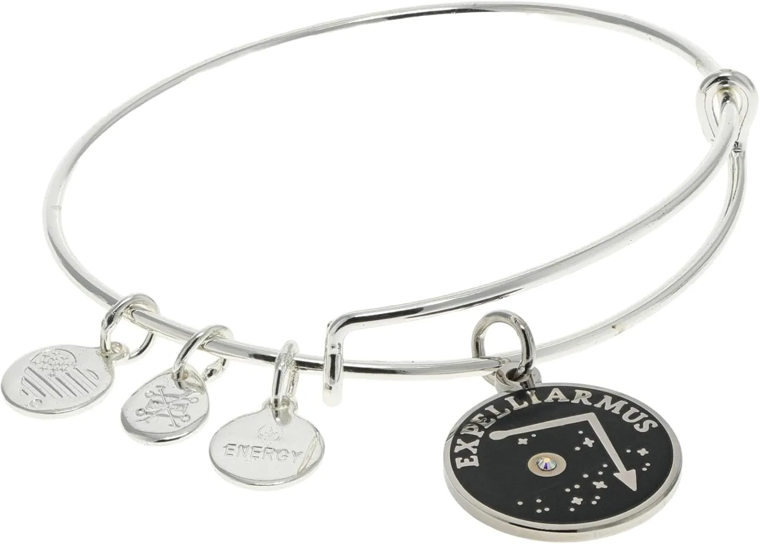 Alex and Ani AS615522Expandable Bangle BraceletSS,Harry Potter, Expelliarmus Expandable Bangle Bracelet,Shiny Silver,Black, Bracelets