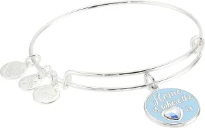 Alex and Ani Home is Where The Heart is Bangle Bracelet Shiny Silver One Size