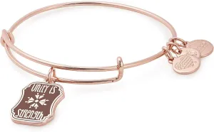 Alex and Ani Women's Words are Powerful Unity is Strength EWB SR Bracelet, Shiny Rose Gold, Expandable
