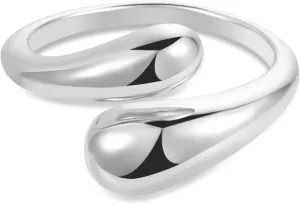 ALEXCRAFT Rings for Women, Hypoallergenic 14K Gold Plated Chunky Teardrop Water Drop Ring Silver Adjustable Large Thick Smooth Curved Open Thumb Finger Rings for Women Men