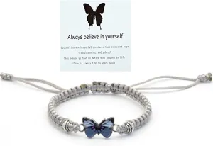 Always Believe in Yourself Butterfly Bracelet Adjustable String Butterfly Bracelets Cute Butterfly Charm Bracelets Bracelet Suitable For Women Butterfly Jewelry